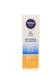 NIVEA Sun UV Face Q10 SPF50 50ml cream texture for easy even skin tone maintenance.