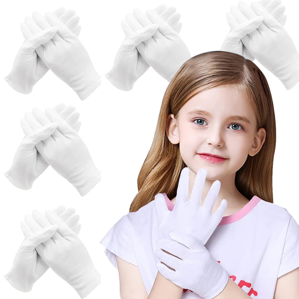 NJDGF 24-piece white cotton gloves pack for all ages, soft and breathable.