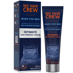 No Hair Crew intimate removal cream bottle ready for painless manscaping.