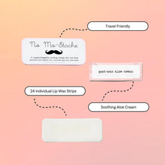 No Mo-Stache travel tin with 24 strips for on-the-go hair removal