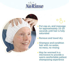 No-Rinse Cleanlife Shampoo Cap hair massage action shows waterless cleansing