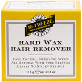 No-Tweeze hard wax jar closeup showing stripless beeswax formula for short hairs removal