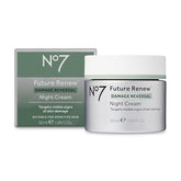 No7 Future Renew night cream bottle promoting overnight hydration.