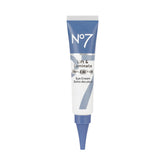 No7 Lift & Luminate under-eye cream bottle shown for targeted puffiness care.