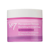 No7 Menopause Nourishing Overnight Cream jar closeup highlights hydrating night care