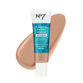 No7 Protect & Perfect foundation Cool Beige bottle for a smooth, even base.
