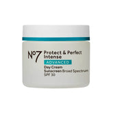No7 Protect & Perfect intense face cream jar closeup shows rich hydration for daily use.