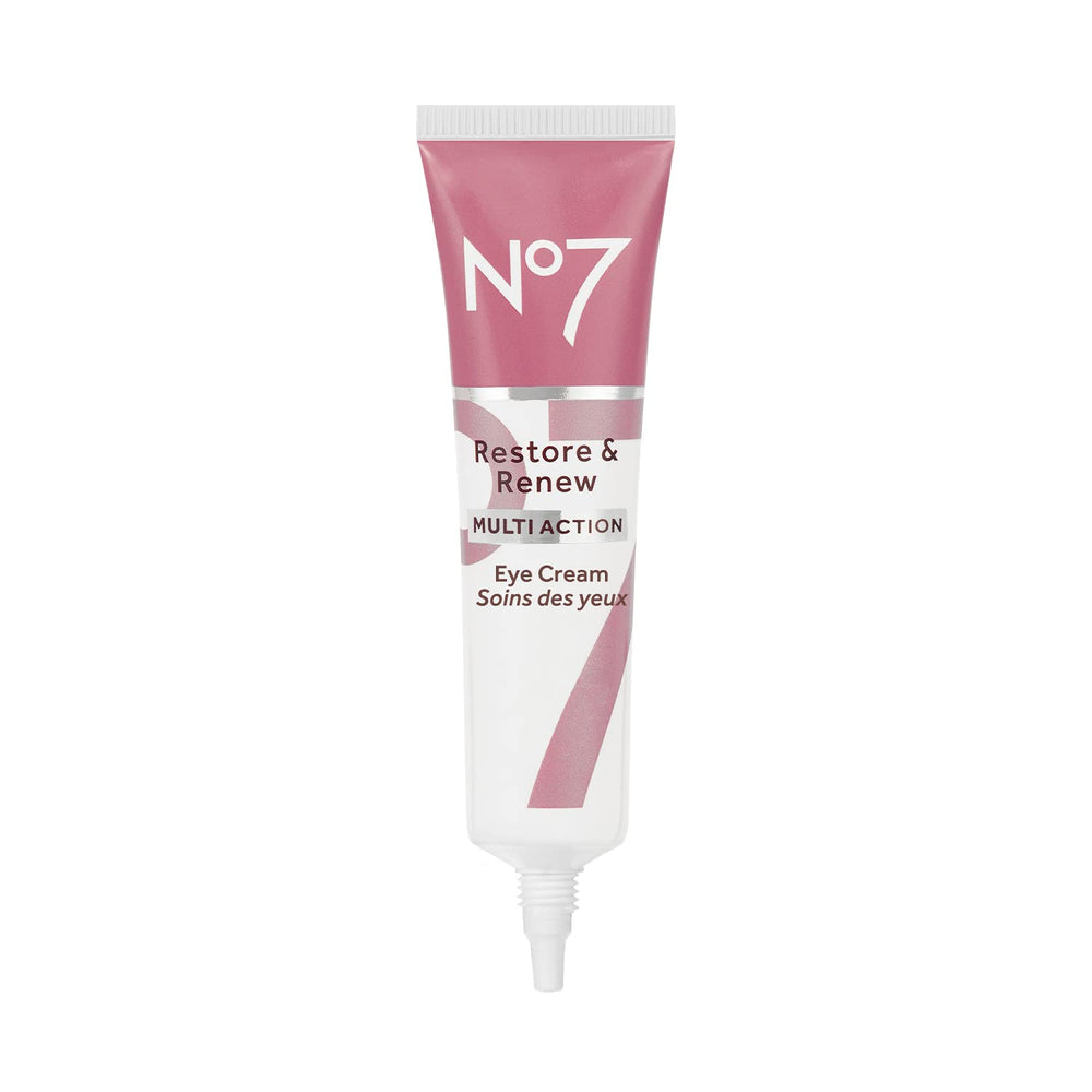 No7 Restore & Renew eye cream tube close-up for refreshed under-eye skin.