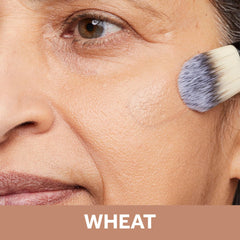 No7 Restore and Renew Serum Foundation wheat swatches display shade range and radiant finish.