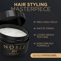 Noble By Greg Young matte paste packaging front shows premium styling
