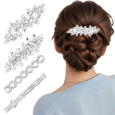 Nogeqi silver flower crystal clip closeup highlighting sparkling detail for wedding day styling
