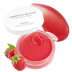 NOONI Appleberry Lip Mask jar with spatula for mess-free overnight hydration.