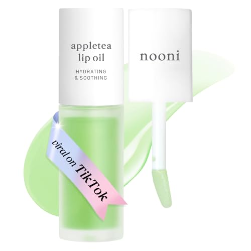 NOONI AppleTea lip oil tube shows silky texture and moisture for the lips