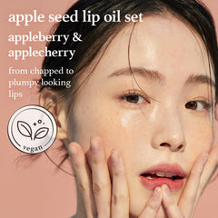 NOONI lip oil Appleberry swirl shows natural tint and soft lip conditioning.