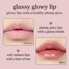 NOONI Lip Glow Oil texture close-up with silky shine and light tint