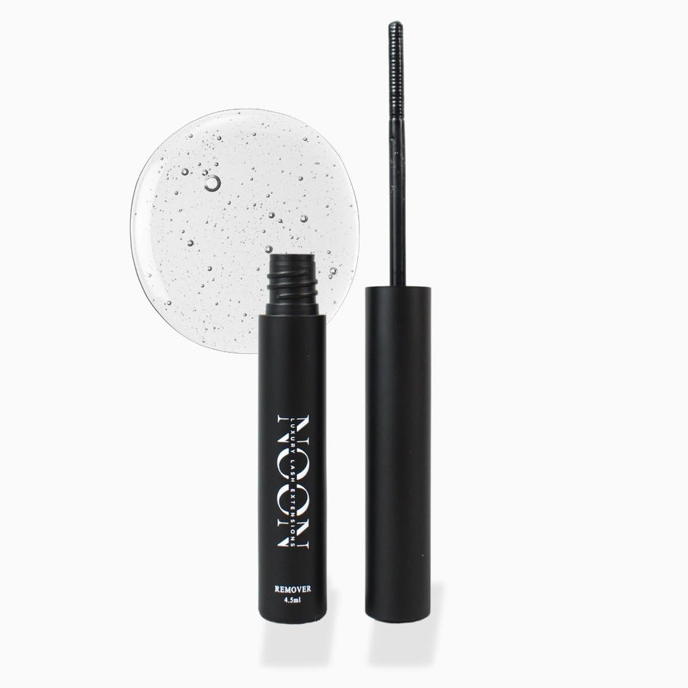 Noonlash Gentle Lash Remover bottle shown for gentle lash bond dissolving with nourishing oils.