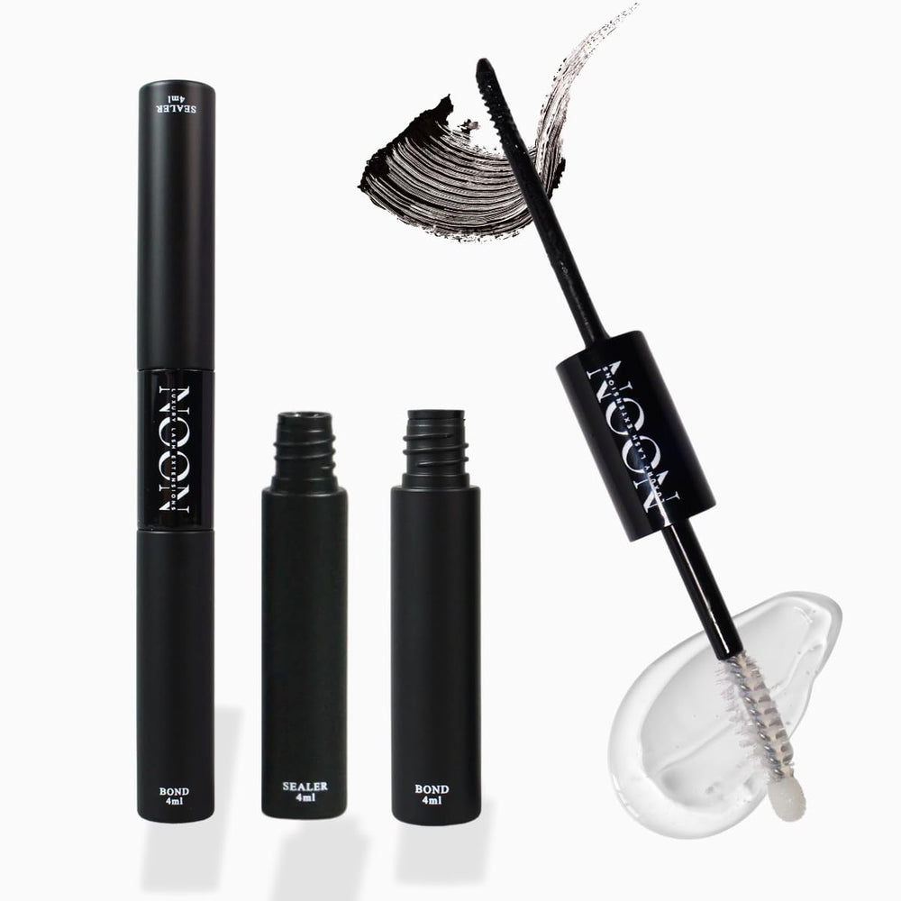 Noonlash lash glue bottle closeup demonstrating strong hold for all-day wear.