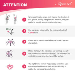 NOPUNZEL wax strips for quick 3-second application and fast hair removal