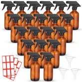 Norme 24-pack brown glass spray bottles close-up with leak-proof caps for DIY cleaning