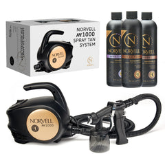 Norvell M1000 HVLP system front view offers professional, even spray for studio-quality tans.