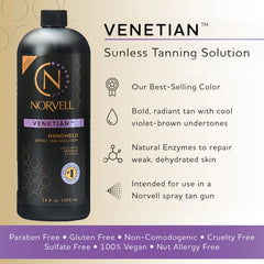 Norvell Venetian application setup with spray tan gun ready for professional use.