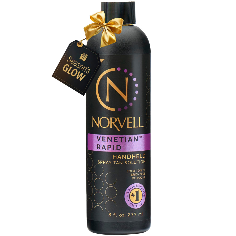 Norvell Venetian One sunless solution bottle shows deep bronze potential for quick, natural-looking results.