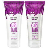 Not Your Mother's Curl Talk gel bottle applying to curls for frizz control and definition