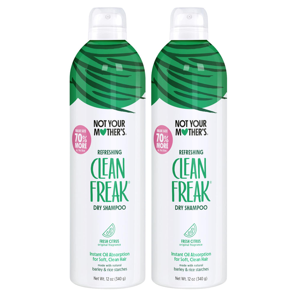 Not Your Mother's Value Pack refreshing dry shampoo bottle demonstrates instant oil absorption for quick refresh.