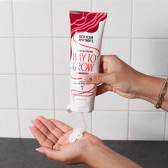 Not Your Mother's Way to Grow conditioner application demonstrates scalp massage for hydration and care