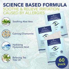 NOVEHA daily eyelid wipes closeup showing hypoallergenic, alcohol-free cleansing.