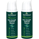 NOVEHA Demodex Eyelid Gel Cleanser two-pack on display for gentle eyelid cleansing