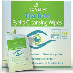 NOVEHA tea tree eyelid wipes pack for safe daily eye hygiene