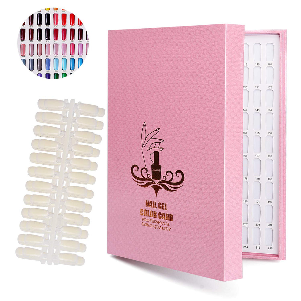 Noverlife 216 nail colors chart display open book swatches for quick color selection.