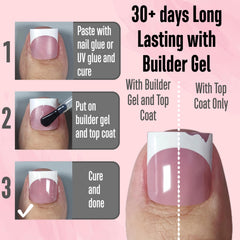 NOVO OVO Berry Pink full-cover toenails for durable, DIY pedicures.