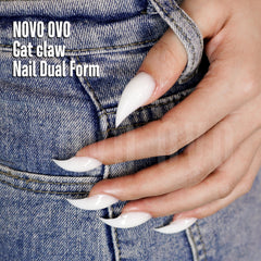 NOVO OVO cat claw dual form on nail during poly gel cure