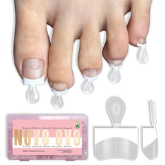 NOVO OVO white French tip half-cover toe nail tips side view for a crisp pedicure look