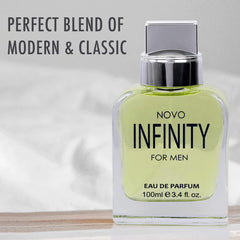 NovoGlow Infinity for Men splash image highlights easy application for daily wear