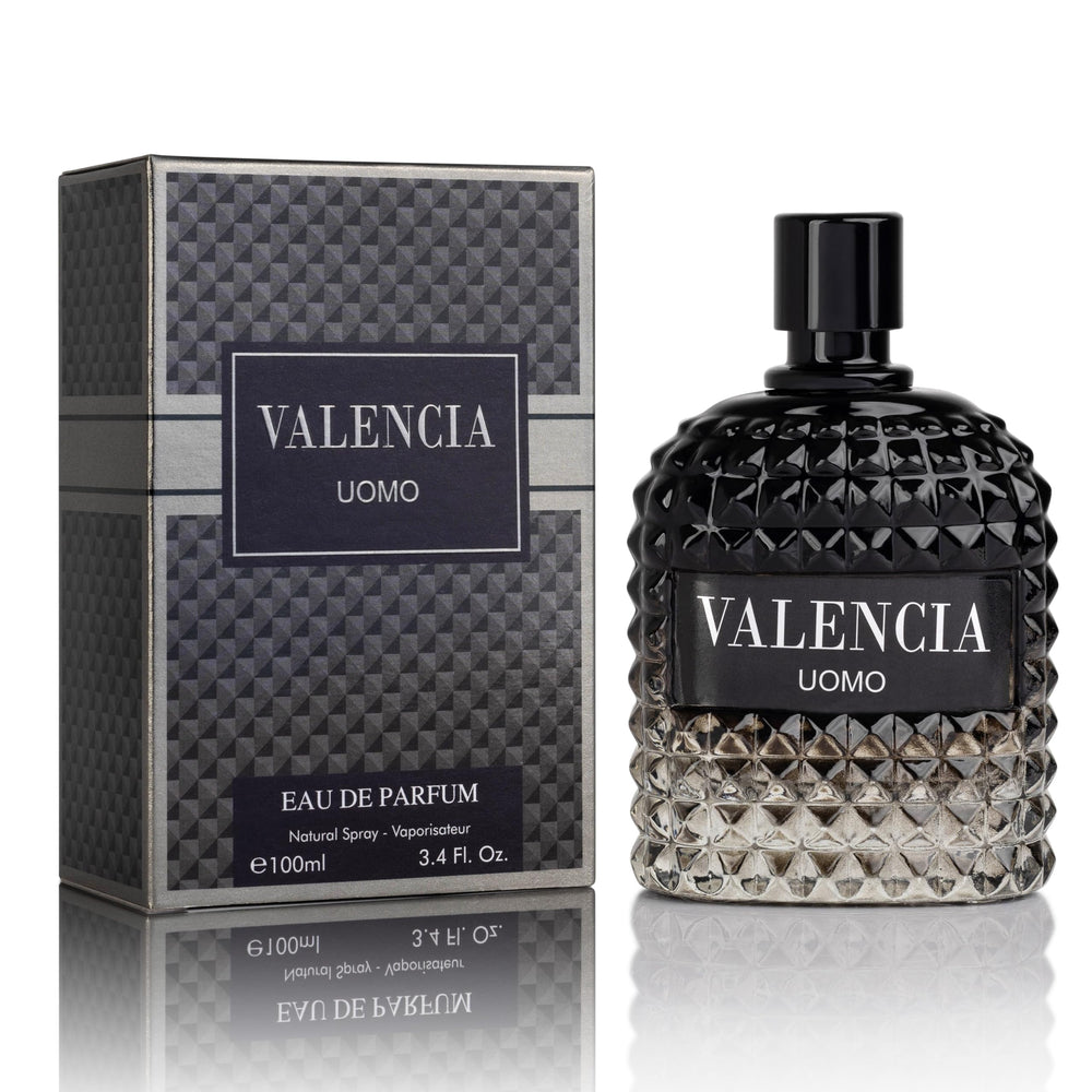 NovoGlow Valencia UOMO bottle front conveys premium everyday confidence