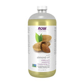 NOW Foods Sweet Almond Oil bottle—unscented moisture for skin hydration.