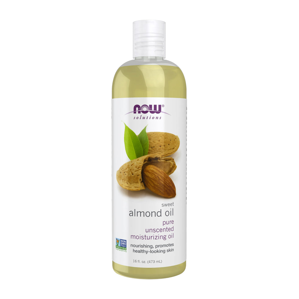 NOW Foods Sweet Almond Oil unscented bottle—gentle daily moisture.
