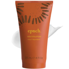Nu Skin Epoch Sole Solution bottle closeup showing rich foot moisturizer for deep hydration