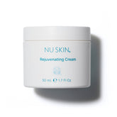 Nu Skin Rejuvenating Cream jar close-up highlighting rich moisture for dry skin.