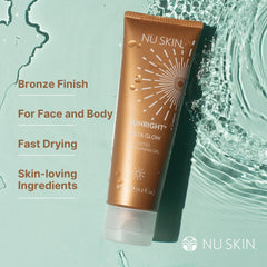 Nu Skin Sunright Insta Glow Self Tanner Gel application swatch previews natural color development
