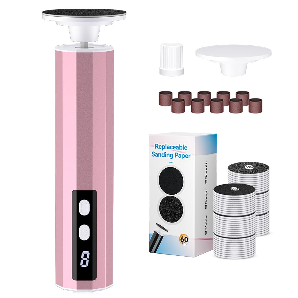 NUAKENE electric foot callus remover rose gold angle shows sleek design for easy at-home pedicures.