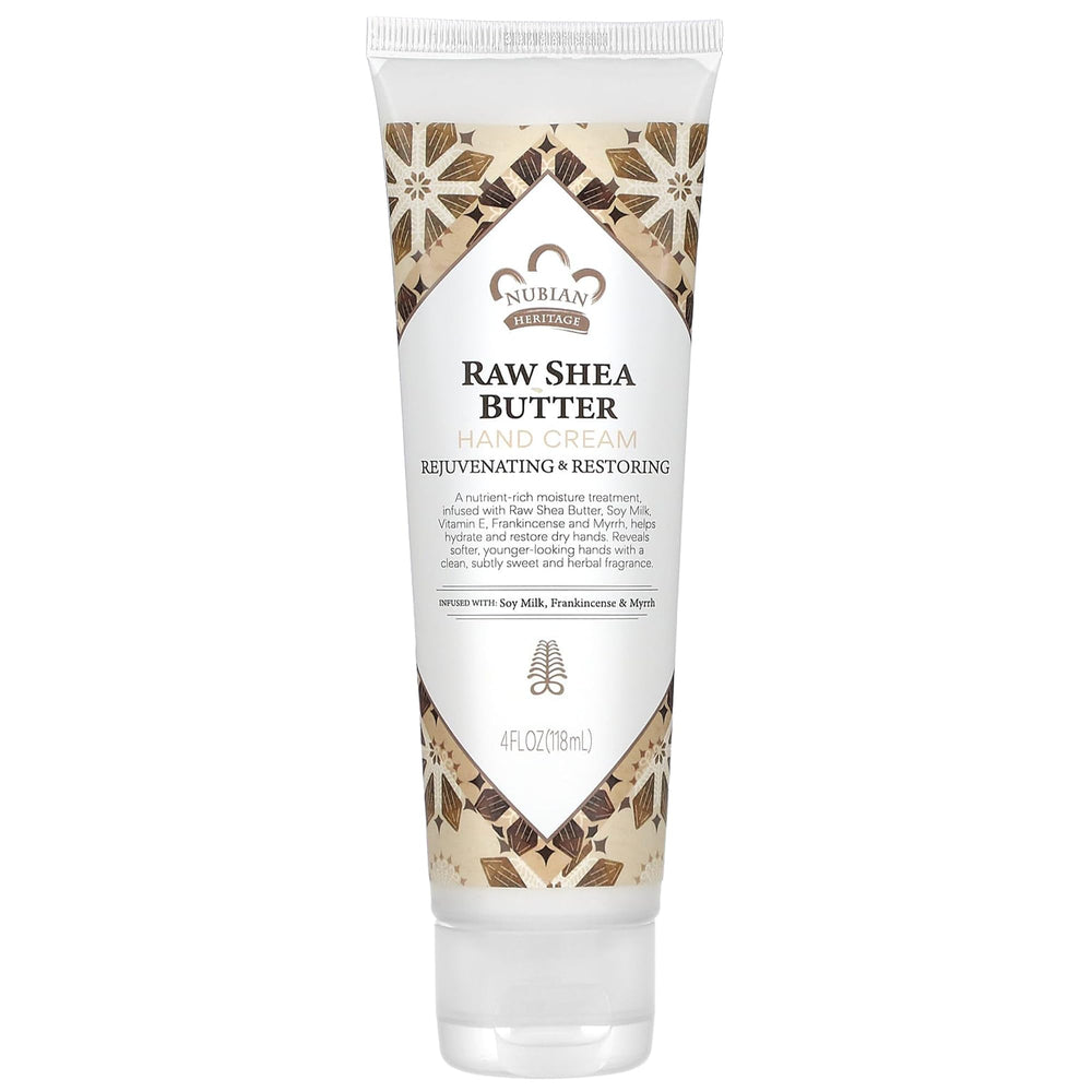 Nubian Heritage hand cream front label emphasizes rich moisture.