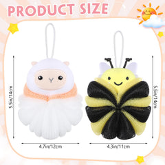 Nuenen kids bath loofah with bee design delivers playful bath time and soft exfoliation.
