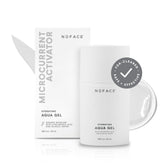 NuFACE Aqua Gel Activator bottle closeup for hydration-ready microcurrent sessions.