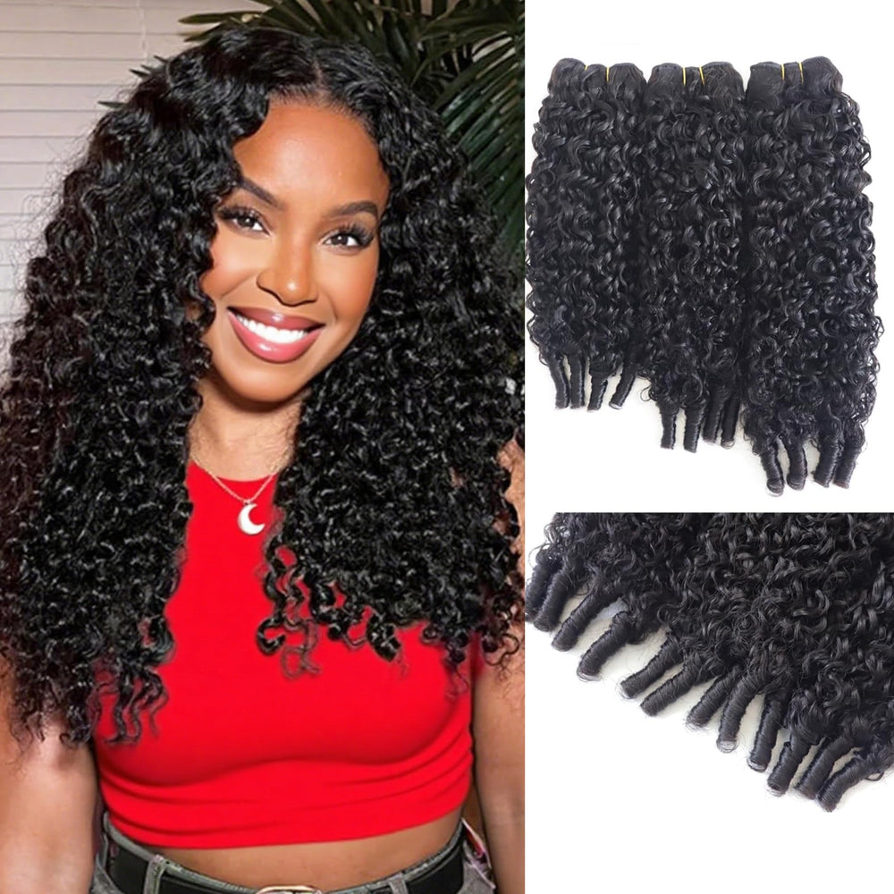 Nufnua Burmese Curly Bundles 18-inch spiral end for versatile styling options.