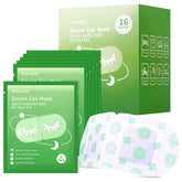 NuKuNsKf steam eye mask packaging shows a 16-pack for travel relaxation.