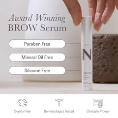 NULASTIN Brow Serum brush application demonstrates precise daily use.